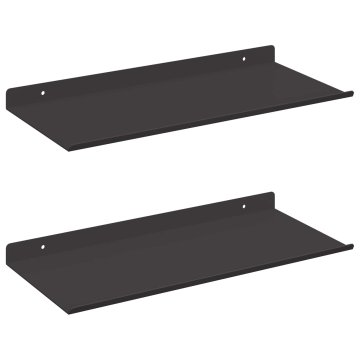 Vidaxl Ležeča polica 2 kos Črna 40 x 18 x 2,5 cm Jeklo