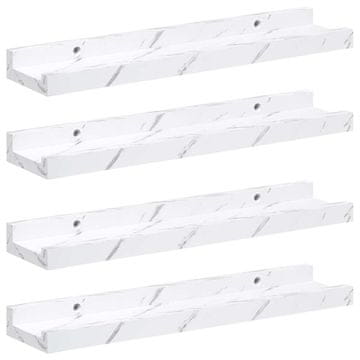 Vidaxl Stenska polica 4 szt. Beli marmor 40 x 9 x 3 cm Konstruiran les