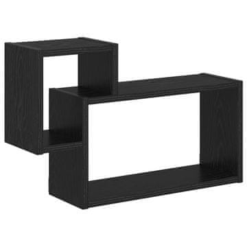 Vidaxl Stenska polica Montaža za steno Črna 55 x 15 x 35 cm