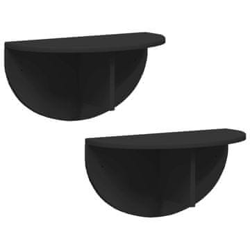 Vidaxl Stenska polica 2 szt. Črna 48 x 24 x 24 cm Konstruiran les