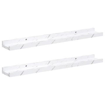 Vidaxl Stenska polica 2 szt. Beli marmor 60 x 9 x 3 cm Konstruiran les