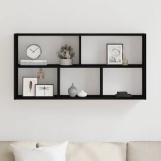 Vidaxl Stenska polica črna hrast 100x25x50 cm inženirski les
