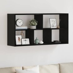 Vidaxl Stenska polica črna hrast 100x25x50 cm inženirski les