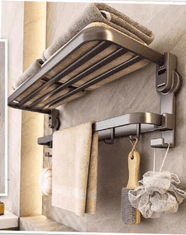 HOME & MARKER® Zložljiva stenska polica, aluminij, montaža brez vrtanja, prihranek prostora, minimalističen dizajn | FOLDLUX
