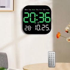 VYZIO® Digitalna LED ura z daljincem, prikaz časa, datuma in temperature, nastavljiva svetlost, stenska ali namizna | DIGITIME