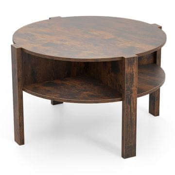 Northix Okrogla klubska mizica z 4 policami rjava 74,5 cm