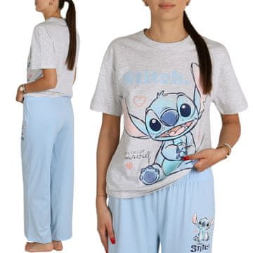 Disney DISNEY Stitch Ženske bombažne pižame, dvodelne pižame s kratkimi rokavi in dolgimi hlačami