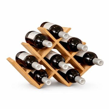 Northix Bambusovo stojalo za vino za 8 steklenic v obliki W