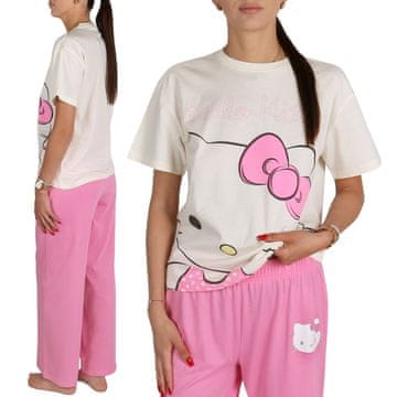 HELLO KITTY Hello Kitty Ženske bombažne pižame, dvodelne pižame s kratkimi rokavi in dolgimi hlačami, 100% bombaž