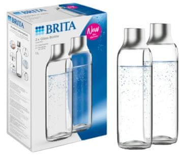 Brita BRITA sodaTRIO komplet dveh steklenic, srebrno-prozoren