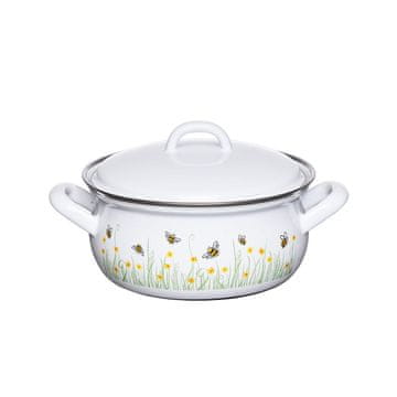 Riess Kozica s pokrovom Bee 16cm / 1l / dvojni ročaj / emajl