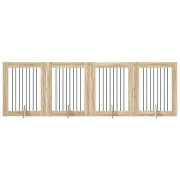 Vidaxl Vrata za pse z stojali 4 szt. Sonoma hrast 80 x 100 cm