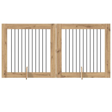 Vidaxl Vrata za pse z stojali 2 szt. Artisan hrast 100 x 100 cm