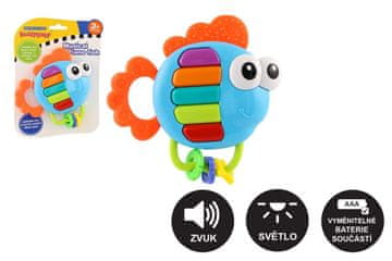 Teddies Hrošček/igračka riba klavir iz plastike 14x14cm na baterije z zvokom, lučko na kartici 3m+