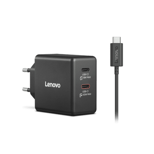 Lenovo Dual USB-C 65W GaN polnilnik