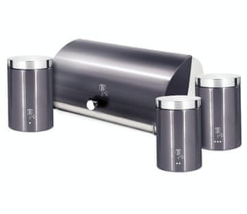 Berlingerhaus Posoda za kruh in komplet kozarcev BH-6732 za hrano 4 kosi Carbon PRO Line