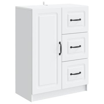 Vidaxl Strani šal s predalom Bela 66 x 34,5 x 87 cm Inženirski les