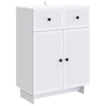 Vidaxl Strani šal s predalom Bela 66 x 34,5 x 90 cm Inženirski les