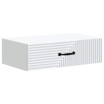 Vidaxl Stenska stranska miza Bela 59 x 34,5 x 17 cm Inženirski les