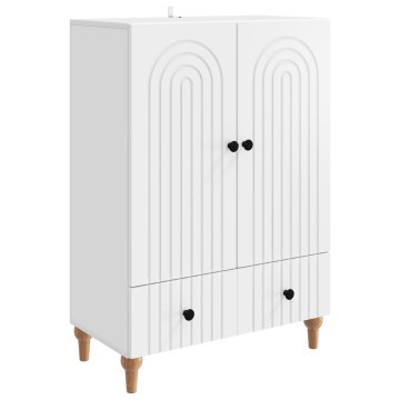 Vidaxl Strani šal s predalom Bela 66 x 34,5 x 95 cm Inženirski les