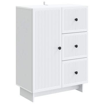 Vidaxl Strani šal s predalom Bela 66 x 34,5 x 90 cm Inženirski les