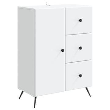 Vidaxl Strani šal s predalom Bela 66 x 34,5 x 90 cm Inženirski les