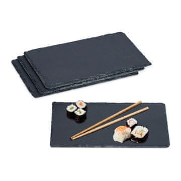 Northix Set 4 servirnih krožnikov iz skrilavca, 26x16 cm