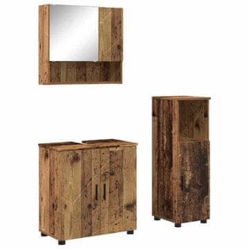 Vidaxl Komplet pohištva za kopalnico 3 kos Star les 61 x 35 x 64 cm