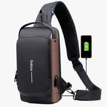 Dollcini Ženska naprsna torba rjava z USB priključkom
