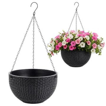 LIVEFY viseči cvetlični lonec Flowers 26cm, črn