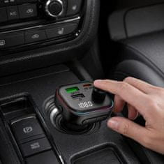 Tech-protect CC07 FM Bluetooth Transmitter avtomobilski polnilnik 2x USB / USB-C 54W, črn