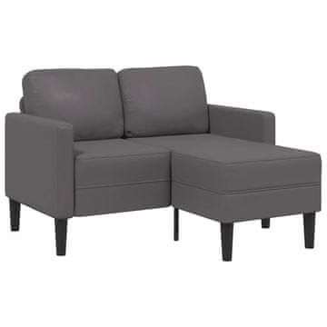 Vidaxl Dvosed z ležalnikom v obliki črke L siv 125 cm umetno usnje