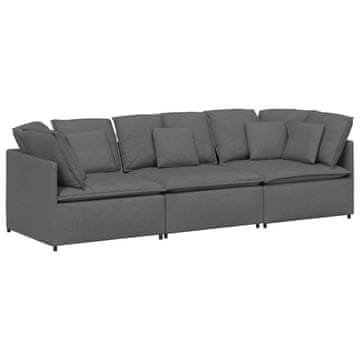 Vidaxl Modularni kavč z blazinami iz blaga temno sive barve