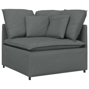 Vidaxl Modularni kotni kavč z blazinami temno siv 100 cm