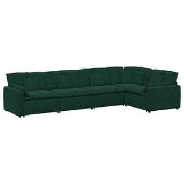 Vidaxl Modularni kavč z blazinami žametno zelen