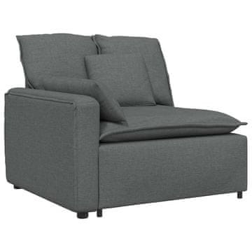 Vidaxl Modularni kavč z naslonjalom za roke in blazinami temno siv 100 cm