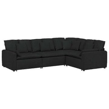 Vidaxl Modularni kavč z blazinami blago črne barve