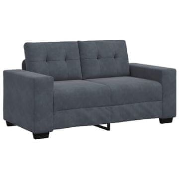 Vidaxl Dvosed temno siv 160x77x82 cm žamet