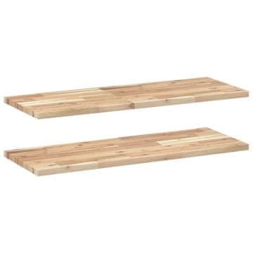 Vidaxl Viseče police 2 kosa 100x30x2 cm neobdelan masiven les akacije