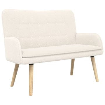 Vidaxl Kavč za 2 osebi Krem 115 x 61 x 87 cm Bouclé