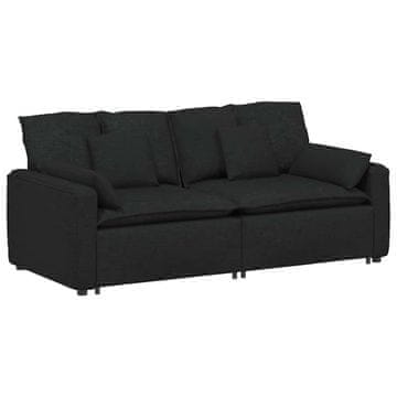 Vidaxl Modularni kavč z blazinami črne barve