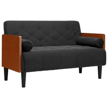 Vidaxl Dvosed z vzglavniki, črne barve, 110 cm, žamet