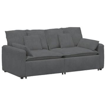 Vidaxl Modularni kavč z blazinami temno siv
