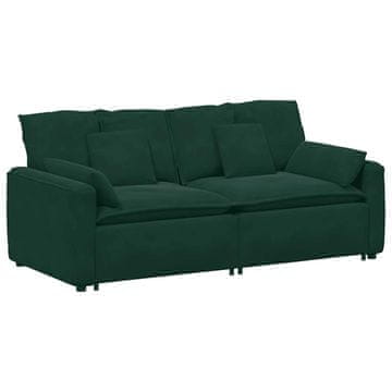 Vidaxl Modularni kavč z blazinami temno zelene barve