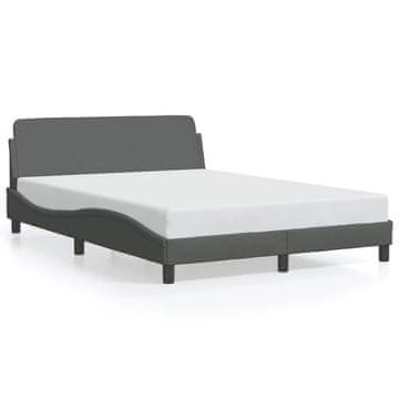 Vidaxl Posteljni okvir Dover temno siv 135x190 cm blago