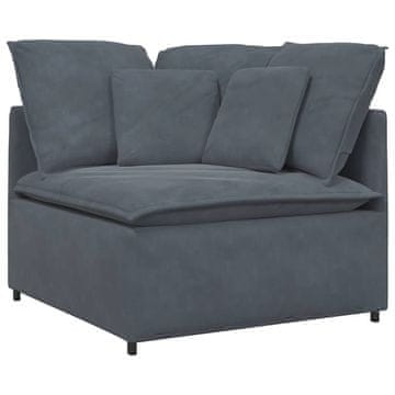 Vidaxl Modularni kotni kavč z blazinami temno siv 100 cm