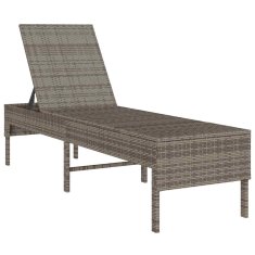 Vidaxl Ležalnik z blazino siv 55x200x44 cm poli ratan