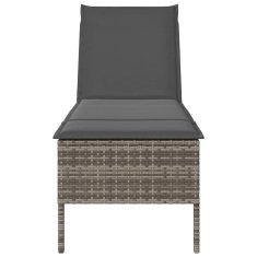 Vidaxl Ležalnik z blazino siv 55x200x44 cm poli ratan