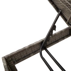 Vidaxl Ležalnik z blazino siv 55x200x44 cm poli ratan