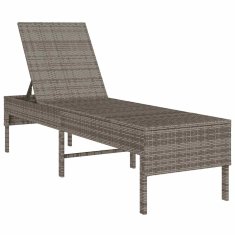 Vidaxl Ležalnik z blazino siv 55x200x44 cm poli ratan